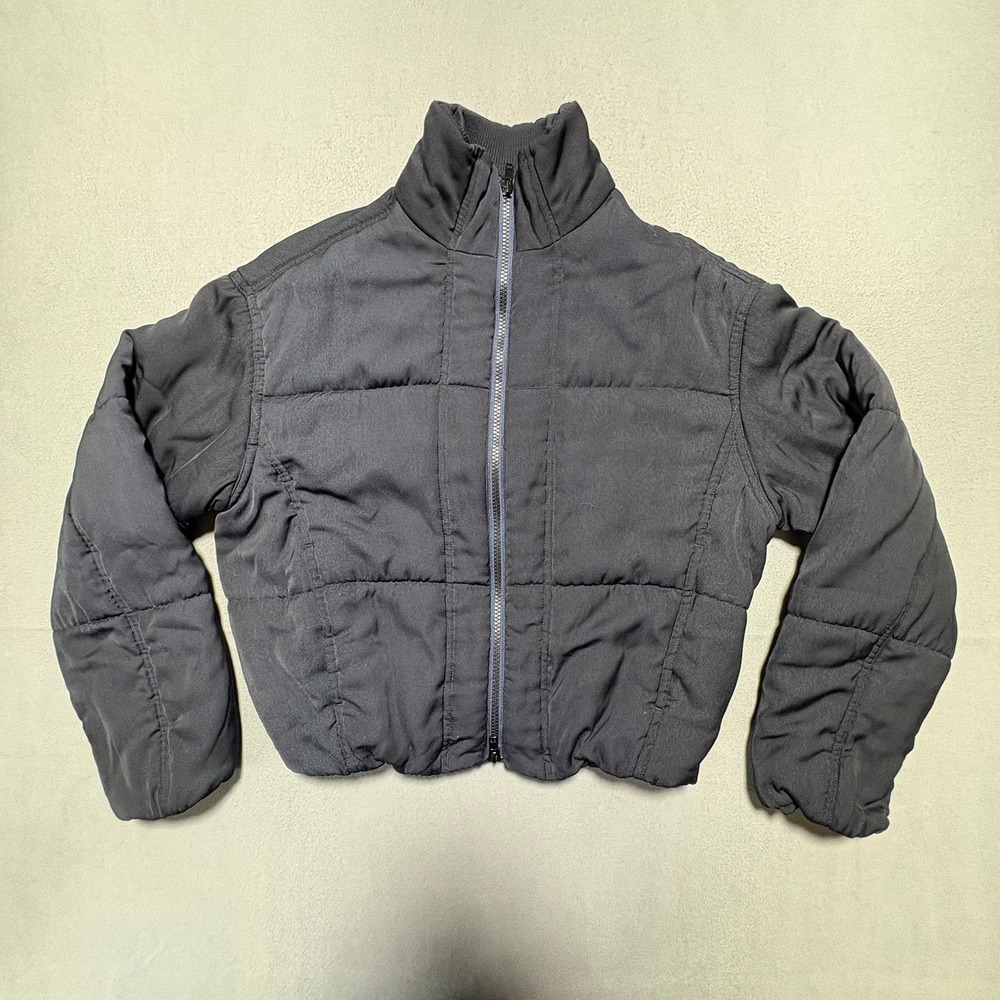 Vince Cropped Puffer Jacket Mock Neck Quilted Zip Up Navy XS